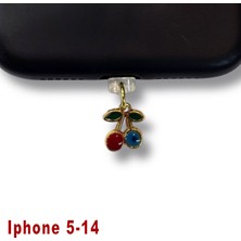 Bsb Kiraz Figürlü Telefon Charm Şarj Portu Toz Tıpası Toz Tıkacı Iphone-5-14 IP6513