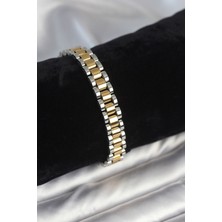 Vice Avm 316L Çelik Gold ve Gümüş Renk 9 mm Kalınlık Erkek Bileklik EB-53-vice/(1395) 3402