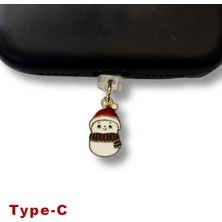 Bsb Noel Yılbaşı Yeni Yıl Figürlü Telefon Charm Şarj Portu Toz Tıpası Toz Tıkacı Type-C IP6508