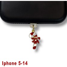 Bsb Noel Yılbaşı Yeni Yıl Figürlü Telefon Charm Şarj Portu Toz Tıpası Toz Tıkacı Iphone-5-14 IP6509