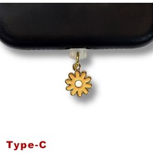 Bsb Papatya Figürlü Telefon Charm Şarj Portu Toz Tıpası Toz Tıkacı Type-C IP6507