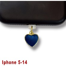 Bsb Kalp Figürlü Telefon Charm Şarj Portu Toz Tıpası Toz Tıkacı Iphone-5-14 IP6504
