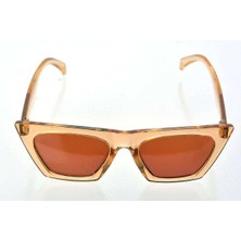 Şeffaf Sarı Çerçeve Cat Eye Kadın Güneş Gözlüğü - Moda Gözlük