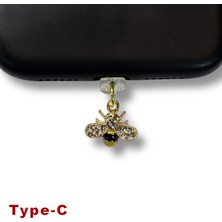 Bsb Arı Figürlü Telefon Charm Şarj Portu Toz Tıpası Toz Tıkacı Type-C IP6514