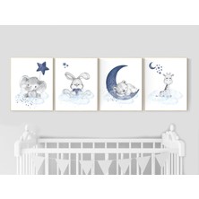 Ninastore Orman Hayvanları Temalı Bebek Odası Desenleri: Lacivert Bebek Odası Dekoru