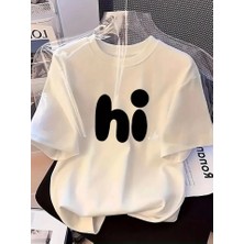 Etiler Collection Baskılı Oversize Bisiklet Yaka T-Shirt - Beyaz