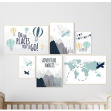 Ninastore Macera Bekliyor Çocuk Odası Dekoru: Uçak, Dünya Haritası Baskıları