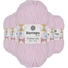 5 Adet Yumurcak Kadife El Örgü Ipi Toz Pembe K1562