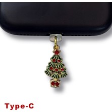 Bsb Noel Yılbaşı Yeni Yıl Figürlü Telefon Charm Şarj Portu Toz Tıpası Toz Tıkacı Type-C IP6520