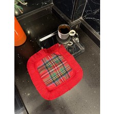 Karam Home Ekose Desen 4 Kenarı Püsküllü Sunum Peçetesi – Dekoratif Masa Kokteyl Peçetesi