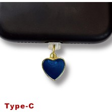 Bsb Kalp Figürlü Telefon Charm Şarj Portu Toz Tıpası Toz Tıkacı Type-C IP6504