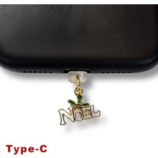 Bsb Noel Yılbaşı Yeni Yıl Figürlü Telefon Charm Şarj Portu Toz Tıpası Toz Tıkacı Type-C IP6542