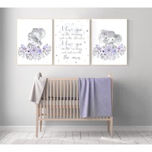 Ninastore Çiçekli Fil Bebek Odası Deseni: Bohem Mor Dekor