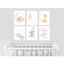 Ninastore Çiçekli Orman Fidanlığı Baskıları: Fil, Zürafa, Ayı Duvar Sanatı