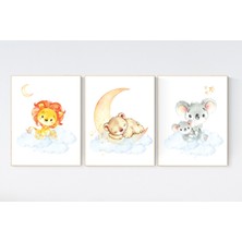 Ninastore Orman Hayvanları Kreş Baskıları: Aslan, Ayı, Koala Duvar Sanatı