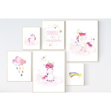 Ninastore Tek Boynuzlu At Kreş Dekoru: Pembe Mor Kız Odası Desenleri