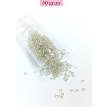 Dökme Cam Kum Boncuk (8/0) 3 mm - 60 Gram - Şeffaf Beyaz - BNC197