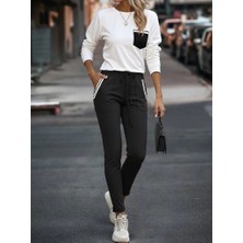 Passense Kadın Uzun Kollu Bisiklet Yaka Cepli Viskon Iki Iplik Bluz ve Pantolon Ikili Takım