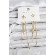 Clariss Çiçek Model Gold Pirinç Sallantılı Kadın Küpe