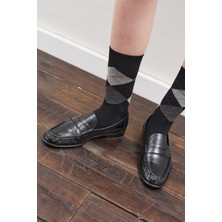 Manuka Baklava Desenli Çorap Siyah Ekose