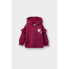 DeFacto Kız Bebek Kalp Desenli Kapüşonlu Fermuarlı Sweatshirt G1632A525WN