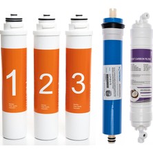 Sulook Waterlife Su Arıtma Cihazı Uyumlu Tak-Çevir 5'li Filtre Seti, Vontron Membranlı