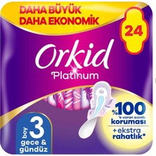 Orkid Ultra Platinum Gece 24'lü Hijyenik Ped Boy:3 Nefes Alabilen Yüzey ile Güvenli Koruma