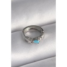 Bfs 316L Çelik Gümüş Renk Zirkon Taşlı Mavi Boncuk Detay Tragus Piercing