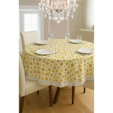 Rona Home Modern Sarı Hardal Güpürlü Masa Örtüsü Yıkanabilir Leke Tutmaz Su Geçirmez Şık Çeyizlik Sofra Bezi