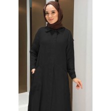 Neways 6648-PARÇA Boya Tensel Düğmeli Ferace Siyah