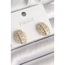 Al-Kar Ticaret Pirinç Gold Renk Zirkon Taşlı Kaplumbağa Kabuğu Model Kadın Küpe