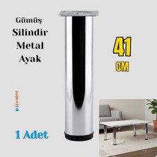 Badem10 Tombul 4 Adet Krom Gümüş Metal Sehpa Masa Ayağı 41 cm Mobilya Destek Yükseltici Ayak Modeli Ayakları