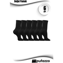 Pufazzo Uniseks Siyah Tenis Spor Çorap 6'lı Set - Doğal Pamuk, Dikişsiz, Havlu Taban Soket Çorap