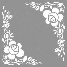 Artikel Köşe Gül Desen Stencil Tasarımı 30 x 30 cm