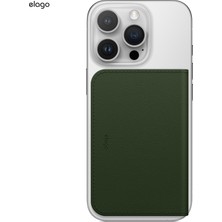 Elago Manyetik Vegan Deri Kartlık – 4 Kart Kapasiteli Magsafe Uyumlu Telefon Cüzdanı Koyu Yeşil