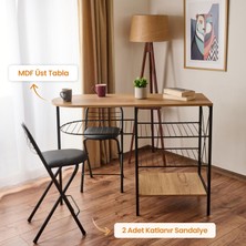 Akın Lux Akın Lüx 2 Katlanır Sandalyeli Bar Masası Seti - Legnano / Siyah - 122 cm