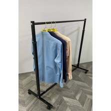 SMR Modern Raf Ahşap ve Çelik Raf Sanayi Tekli Ayarlı Siyah Askılık Stand