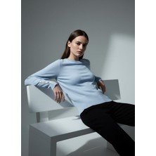 Nakşi Giyim Kadın Kollarda Düğme Detaylı Bisiklet Yaka Ince Triko Kazak