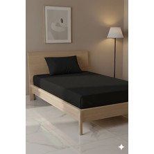 Favora %100 Pamuk Ranforce Premium Tek Kişilik Çarşaf Seti - Siyah