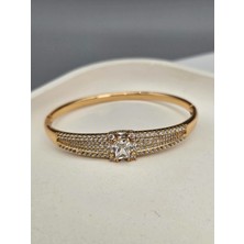 Duru Aksesuar Vip Seri Gold Renk Zirkon Taşlı Şık Kelepçe