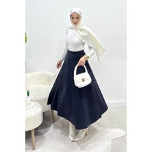 Tesettür Diyarı Kışlık Süet Tesettür Etek- Lacivert