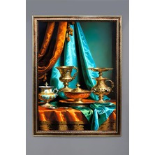 Dolce Mariee Otantik Ibrik Desenli Dijital Baskılı Kadife Kumaş Çerçeveli Tablo TBL0083