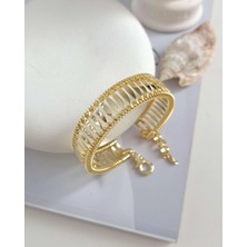 Duru Aksesuar Vip Seri Gold Renk Tasarım Kelepçe Bileklik