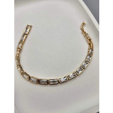 Duru Aksesuar Vip Seri Rose Gold Renk Dikdörtgen Zirkon Taşlı Bileklik