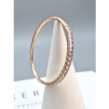 Duru Aksesuar Vip Seri Gold Renk Sıra Zirkon Taşlı Kelepçe