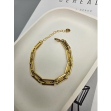 Duru Aksesuar Çelik Gold Renk Tasarım Bileklik