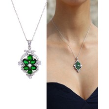 Keskin Gümüş 925 Ayar Gümüş Yeşil Zirkon Taşlı Damla Tasarım Lotus  Kadın Kolye Doğum Günü Hediye