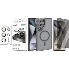 Vendas Galaxy S25 Ultra Kılıf M-safe Şarj Özellikli Mat Arka Yüzey Zore Sio Kapak + Safir Kamera Lens + Hayalet Ekran Koruyucu