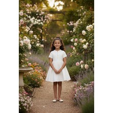 Pamina Puantiyeli Düğme Detaylı Çocuk Elbise