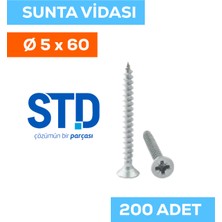 Std 5X60 Sunta Vidası (200 Adet) | Ahşap, Mobilya ve Genel Montaj Vidası